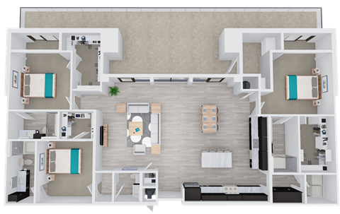 Floor plan for 3 beds, 2.5 baths, 1974 sqft